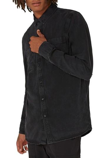 Men's Topman Ripped Denim Shirt - Black