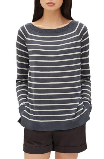 Women's Lafayette 148 New York Stripe Raglan Sweater - Blue