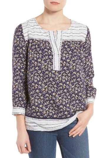 Women's Caslon Border Print Peasant Top - Blue