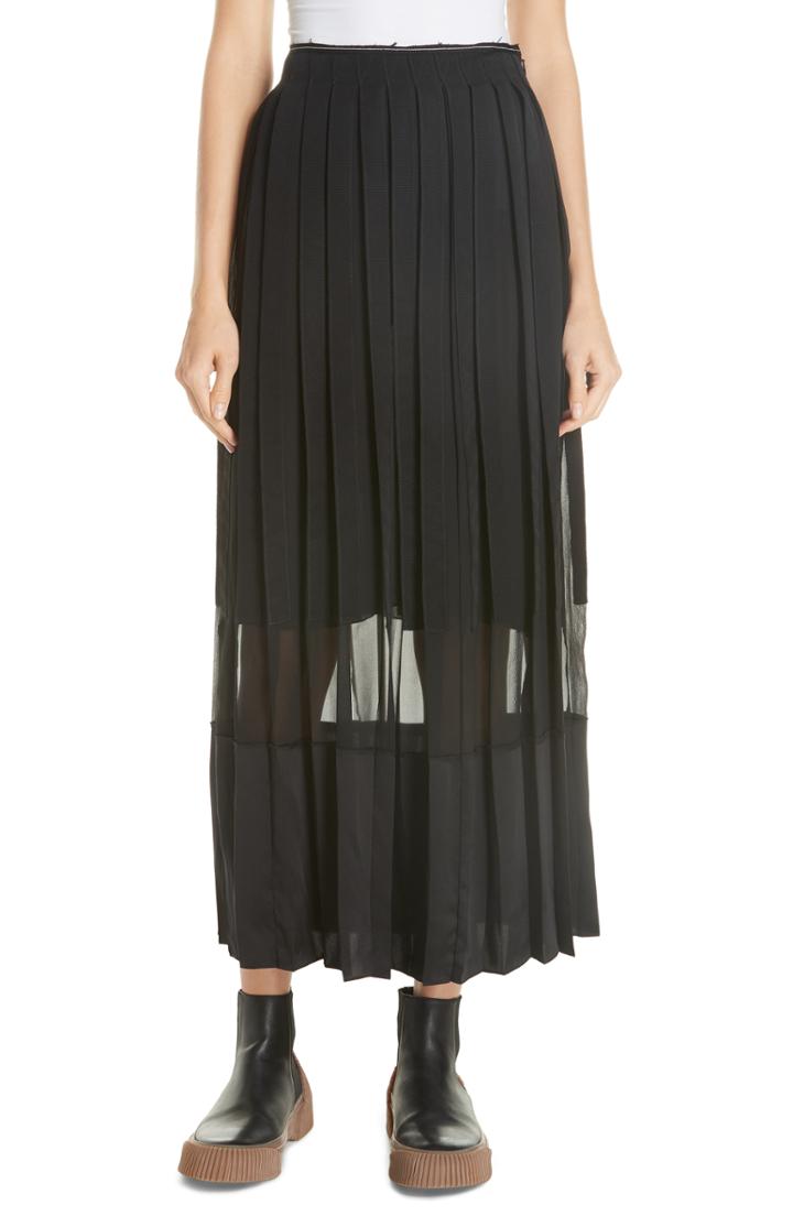Women's 3.1 Phillip Lim Grosgrain Ribbon Pleated Skirt - Black