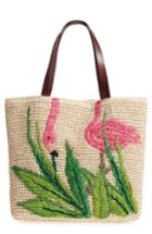 Nordstrom Flamingo Packable Woven Raffia Tote - Brown