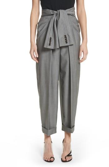 Women's Alexander Wang Tie Waist Tapered Trousers - Grey