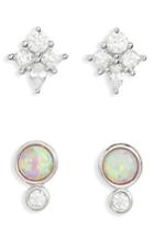 Women's Nordstrom Set Of 2 Opal & Cubic Zirconia Stud Earrings