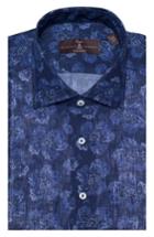 Men's Robert Talbott Tailored Fit Floral Linen Dress Shirt .5 - Blue