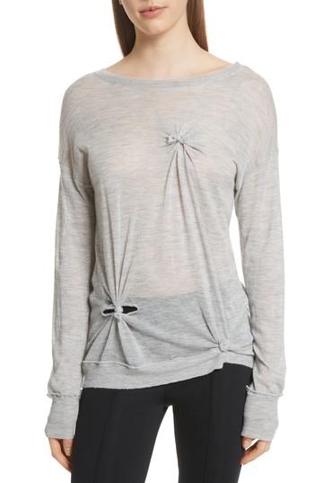 Women's Helmut Lang Knot Detail Cashmere Sweater - Grey