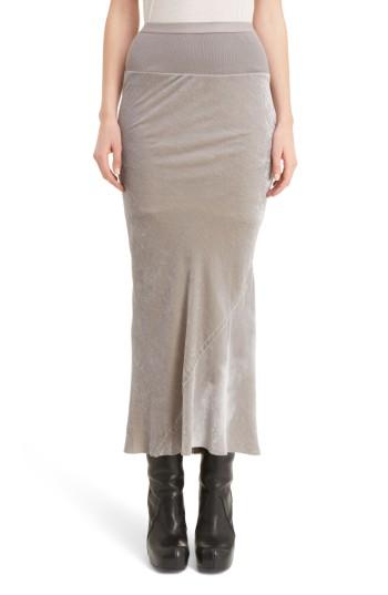 Women's Rick Owens Knit Waist Velvet Skirt Us / 40 It - Grey