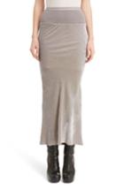 Women's Rick Owens Knit Waist Velvet Skirt Us / 40 It - Grey