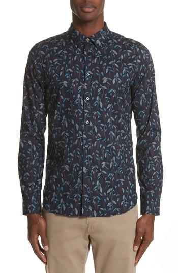 Men's Ps Paul Smith Slim Fit Leaf Print Shirt - Blue