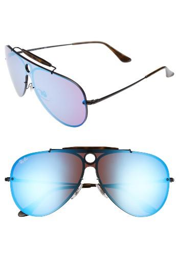 Women's Ray-ban Aviator Shield Sunglasses - Shiny Black