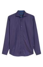 Men's Bugatchi Classic Fit Herringbone Pinstripe Sport Shirt - Purple