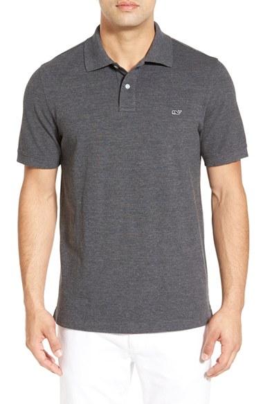 Men's Vineyard Vines Slim Fit Pique Polo, Size - Grey