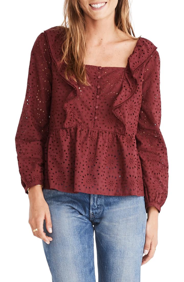 Women's Madewell Eyelet Pompom Top