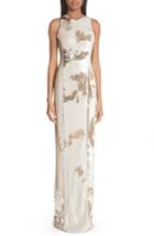 Women's Galvan Sequin Column Gown Us / 34 Fr - Metallic