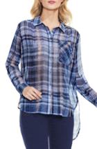 Women's Two By Vince Camuto Plaid High/low Blouse - Blue