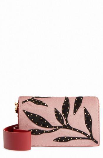 Diane Von Furstenberg Soiree Genuine Calf Hair & Leather Convertible Shoulder Bag - Purple