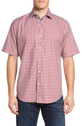 Men's Bugatchi Classic Fit Gingham Short Sleeve Sport Shirt