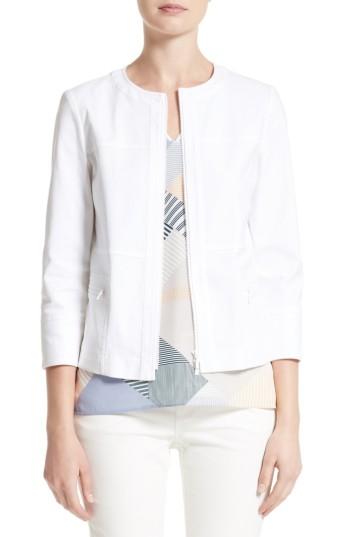 Women's Lafayette 148 New York Deb Stretch Canvas Jacket, Size - White