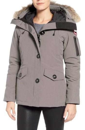 Women's Canada Goose Montebello Slim Fit Down Parka With Genuine Coyote Fur Trim, Size (000-00) - Green