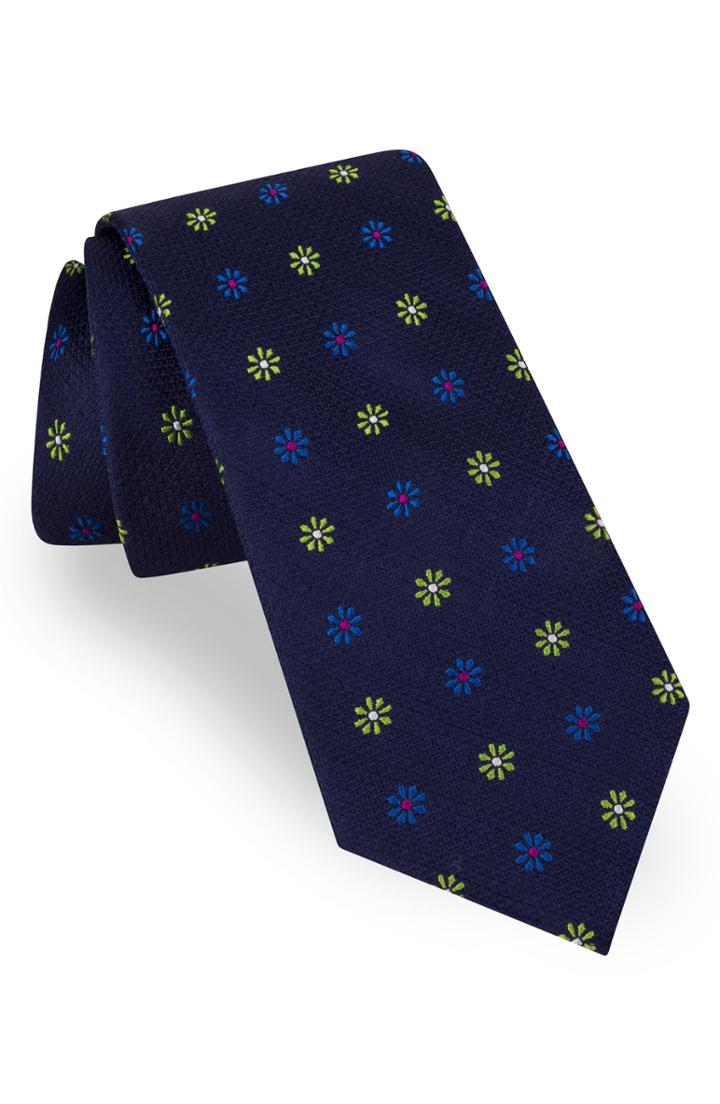 Men's Ted Baker London Medallion Flower Silk Tie, Size - Blue