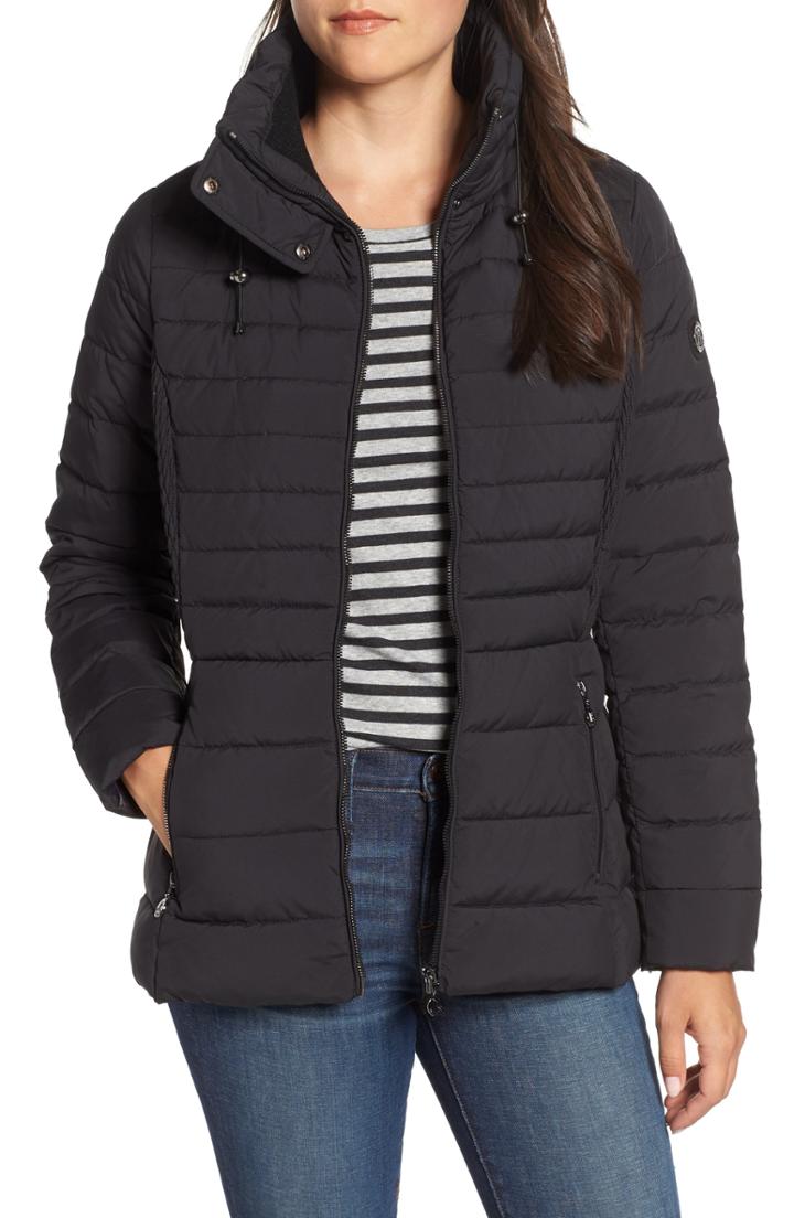 Women's Bernardo Micro Touch Water Resistant Quilted Jacket, Size - Black