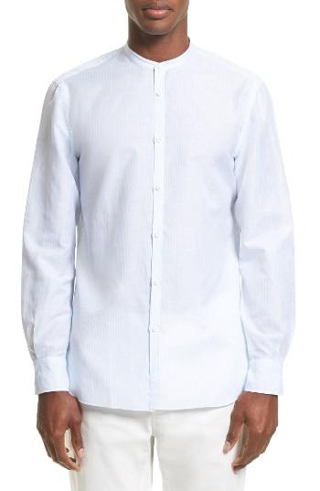 Men's Eidos Napoli Stripe Band Collar Sport Shirt