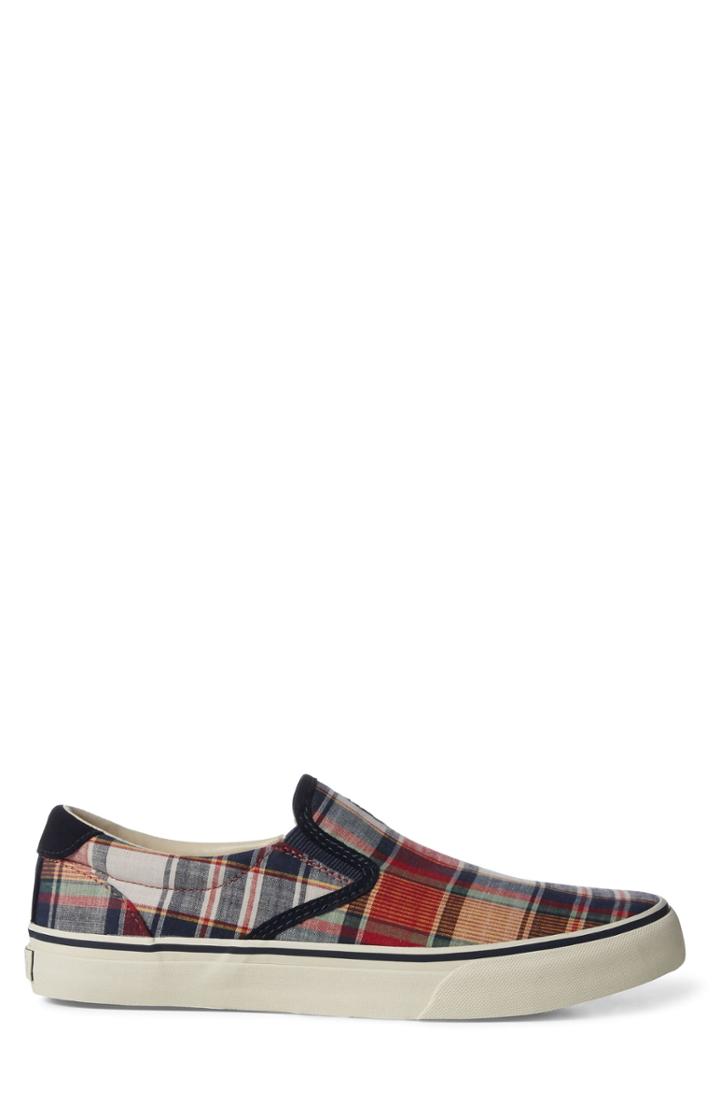 Men's Polo Ralph Lauren Thompson Iii Madras Slip-on .5 D - Red