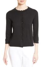 Women's Kate Spade New York Scallop Silk Blend Cardigan, Size - Black