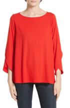 Women's Eileen Fisher Asymmetrical Sleeve Top, Size - Red