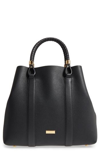 Michael Kors Skorpios Calfskin Leather Shoulder Tote - Black
