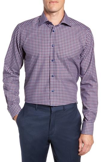 Men's Eton Contemporary Fit Plaid Dress Shirt .5 - Red