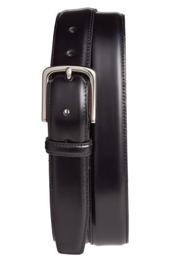 Men's Cole Haan Leather Belt - Black W/ Polished Nickel