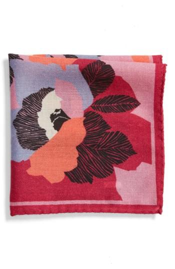 Men's Bonobos Floral Wool Pocket Square, Size - Pink
