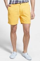 Men's Vintage 1946 'snappers' Vintage Washed Elastic Waistband Shorts - Yellow