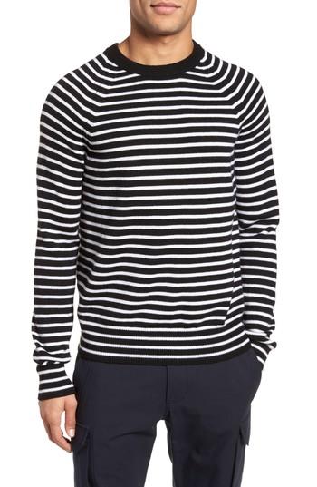 Men's Vince Regular Fit Striped Wool Sweater - Black