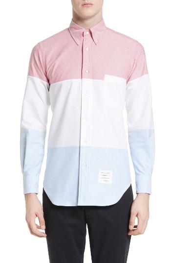 Men's Thom Browne 3-panel Oxford Sport Shirt - White