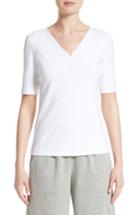 Women's Lafayette 148 New York Chain Detail Stretch Cotton Top - White