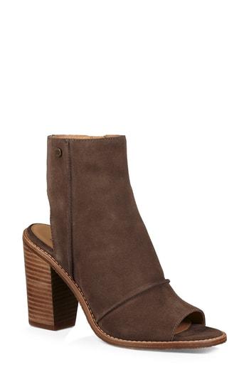Women's Ugg Valencia Peep Toe Bootie .5 M - Brown