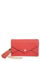Mali + Lili Tassel Convertible Faux Leather Envelope Clutch - Red