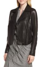 Women's Lewit Leather Moto Jacket - Black