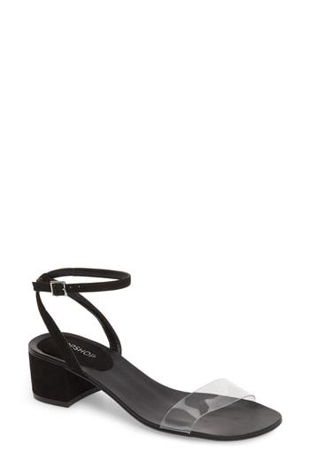 Women's Topshop Darla Block Heel Sandal .5us / 37eu M - Black