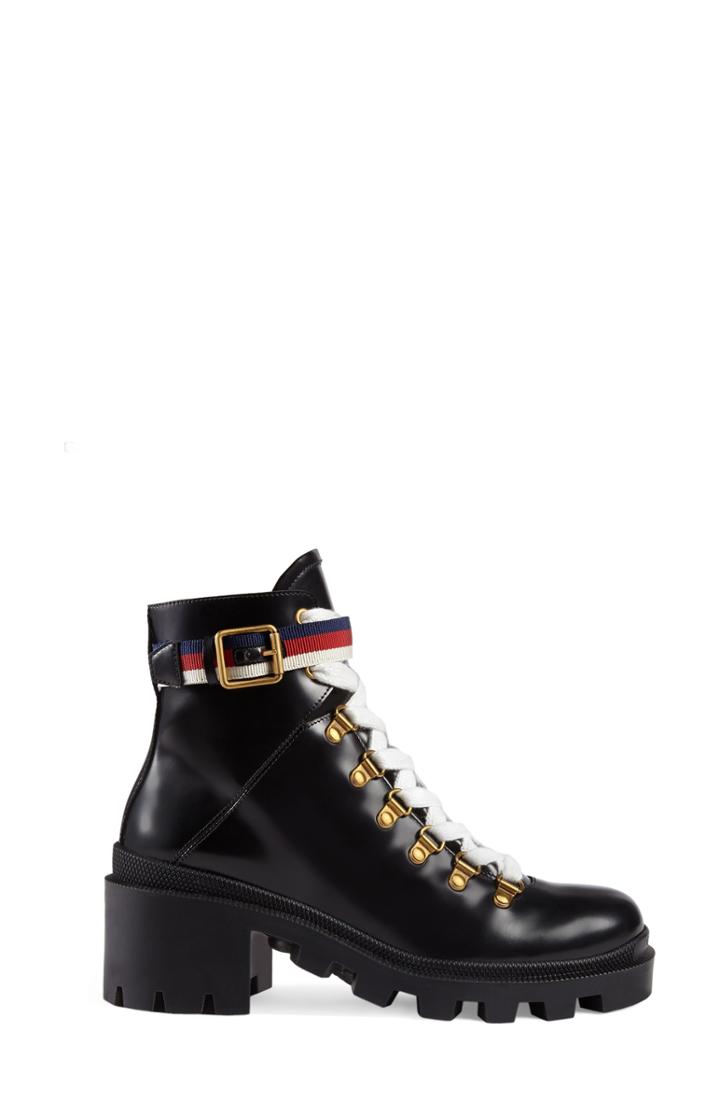 Women's Gucci Trip Lug Sole Combat Boot .5us / 36.5eu - Black