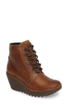 Women's Fly London Yarn Lace-up Wedge Boot .5-6us / 36eu - Brown