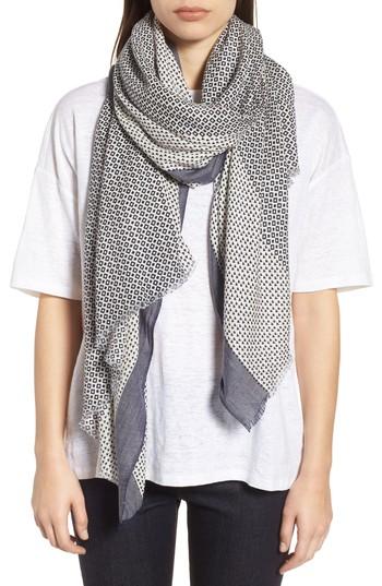 Women's Eileen Fisher Geo Print Scarf, Size - Blue