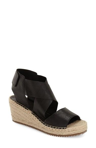Women's Eileen Fisher 'willow' Espadrille Wedge Sandal .5 M - Black