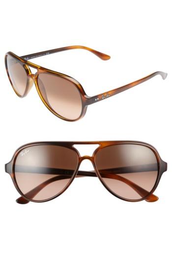 Women's Ray-ban 59mm Resin Aviator Sunglasses - Striped Havana