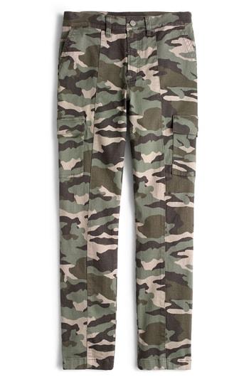 Women's J.crew Camo Straight Leg Cargo Pants - Green