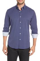 Men's Bugatchi Shaped Fit Performance Sport Shirt, Size - Blue