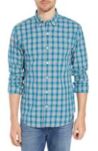 Men's Bonobos Washed Button Down Slim Fit Plaid Sport Shirt, Size R - Grey