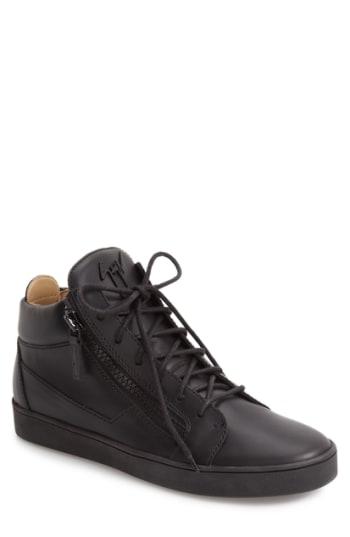 Men's Giuseppe Zanotti Side Zip Mid Top Sneaker Eu - Black