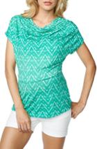 Women's Maternal America Cowl Neck Maternity/nursing Top - Blue